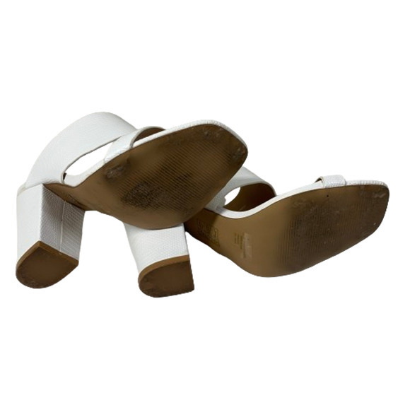 EXPRESS White Reptile Textured Block Heel Mules - Picture 10 of 12